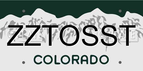 ZZTOSST Colorado License Plate