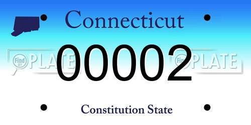 00002 Connecticut License Plate