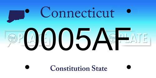 0005AF Connecticut License Plate