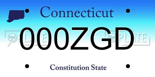 000ZGD Connecticut License Plate
