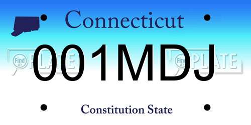001MDJ Connecticut License Plate