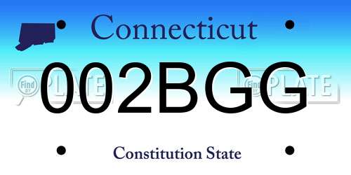 002BGG Connecticut License Plate