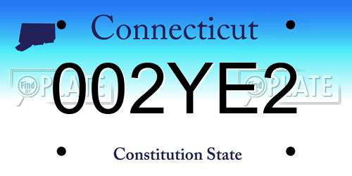 002YE2 Connecticut License Plate