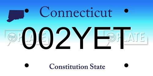 002YET Connecticut License Plate