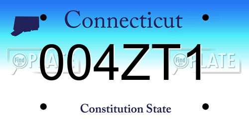004ZT1 Connecticut License Plate