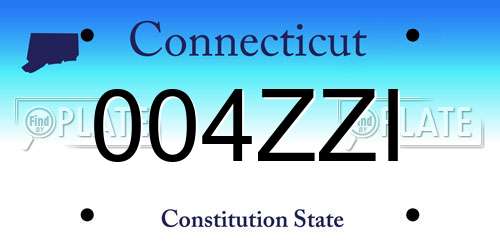 004ZZI Connecticut License Plate