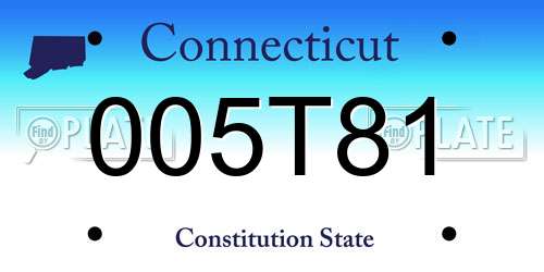 005T81 Connecticut License Plate