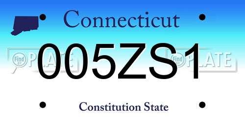 005ZS1 Connecticut License Plate