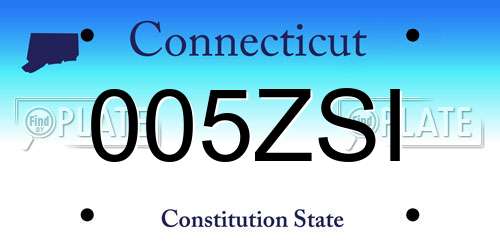 005ZSI Connecticut License Plate
