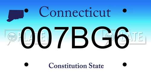 007BG6 Connecticut License Plate