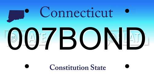 007BOND Connecticut License Plate