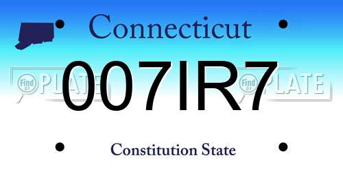 007IR7 Connecticut License Plate