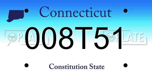 008T51 Connecticut License Plate