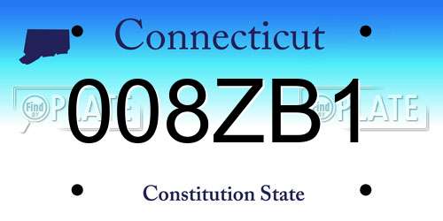 008ZB1 Connecticut License Plate