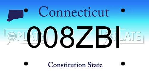 008ZBI Connecticut License Plate