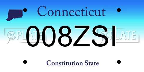 008ZSI Connecticut License Plate