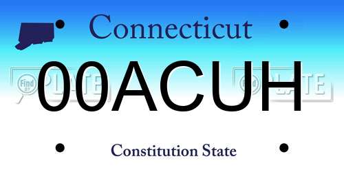 00ACUH Connecticut License Plate