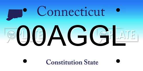 00AGGL Connecticut License Plate