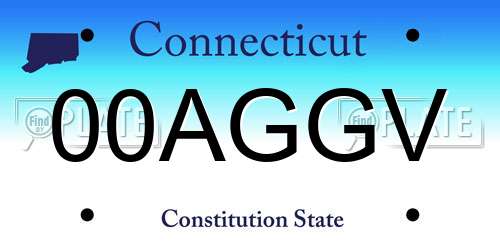 00AGGV Connecticut License Plate