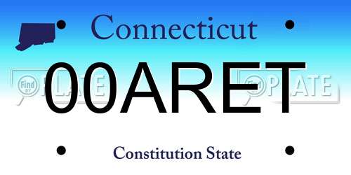 00ARET Connecticut License Plate