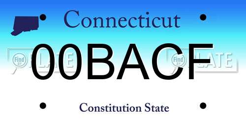 00BACF Connecticut License Plate