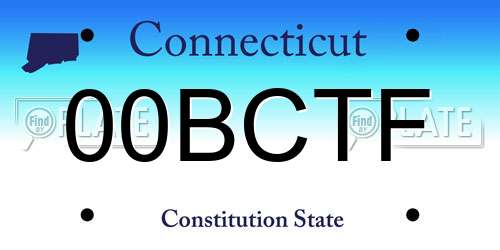 00BCTF Connecticut License Plate