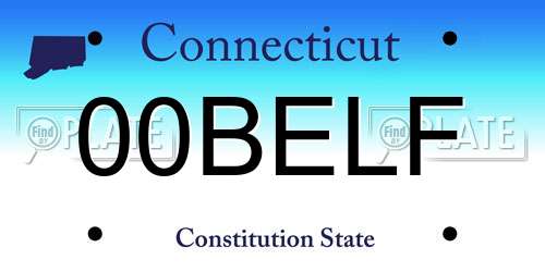 00BELF Connecticut License Plate