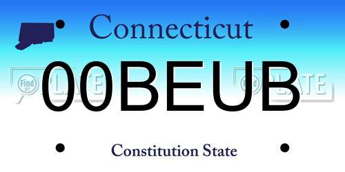 00BEUB Connecticut License Plate