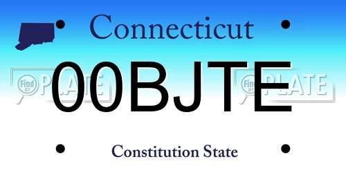 00BJTE Connecticut License Plate