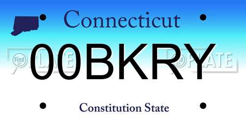 00BKRY Connecticut License Plate