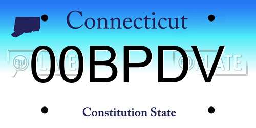 00BPDV Connecticut License Plate
