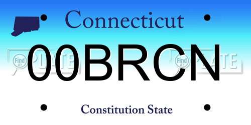 00BRCN Connecticut License Plate