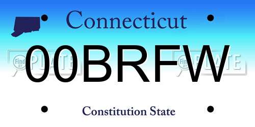 00BRFW Connecticut License Plate
