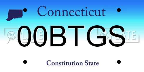 00BTGS Connecticut License Plate