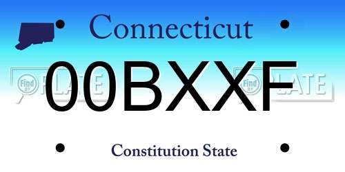 00BXXF Connecticut License Plate