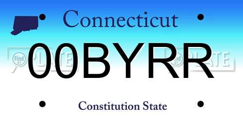 00BYRR Connecticut License Plate