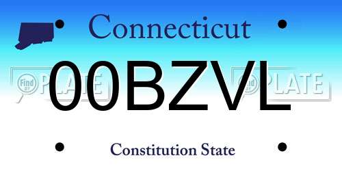 00BZVL Connecticut License Plate