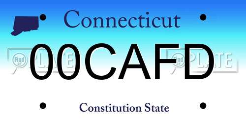 00CAFD Connecticut License Plate