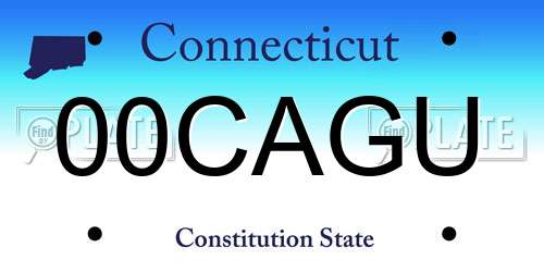 00CAGU Connecticut License Plate