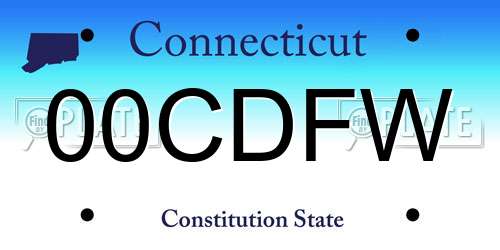 00CDFW Connecticut License Plate
