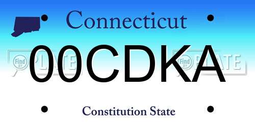 00CDKA Connecticut License Plate