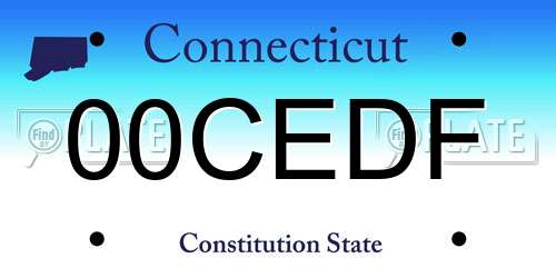 00CEDF Connecticut License Plate