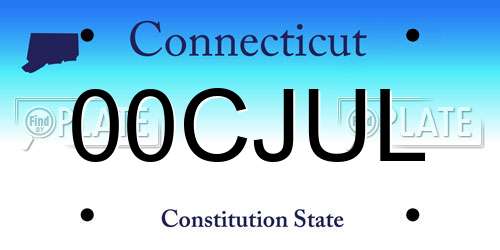 00CJUL Connecticut License Plate