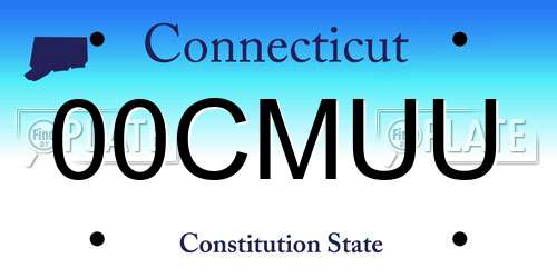 00CMUU Connecticut License Plate