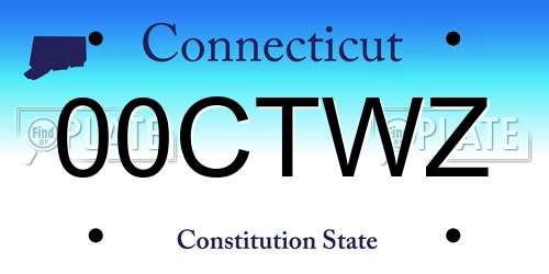 00CTWZ Connecticut License Plate