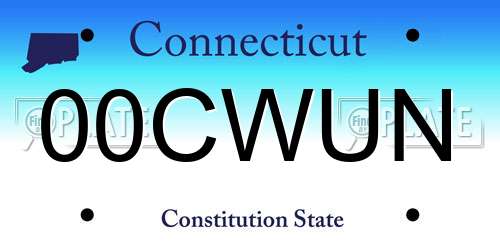 00CWUN Connecticut License Plate