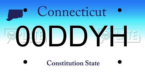00DDYH Connecticut License Plate