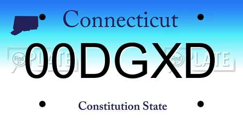 00DGXD Connecticut License Plate