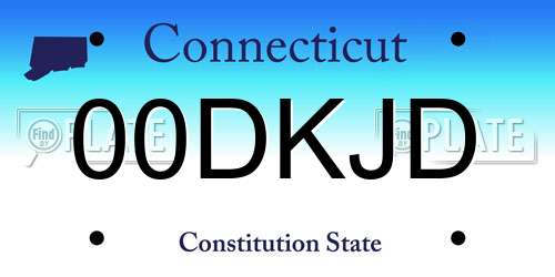 00DKJD Connecticut License Plate