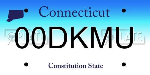 00DKMU Connecticut License Plate